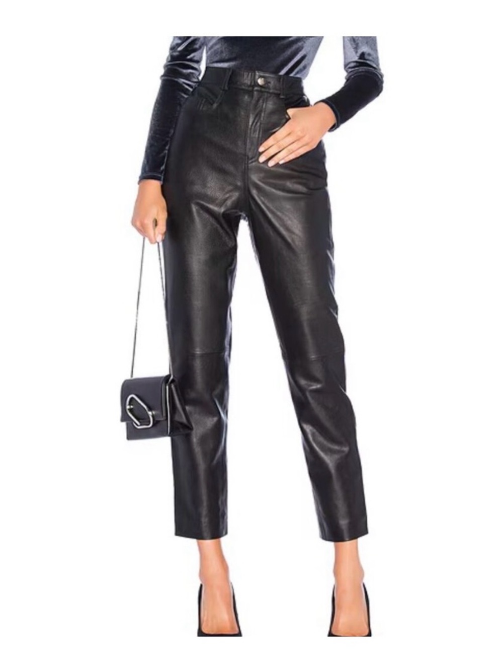 Lpa Black Leather High-Waist Pants